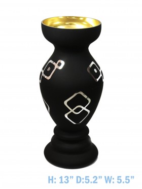 OPAQUE COLOURED GLASS VASE WITH METALLIC